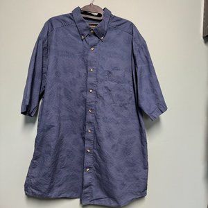 Ariat Woven Button Down Short Sleeve Shirt Blue‎ Tropical
